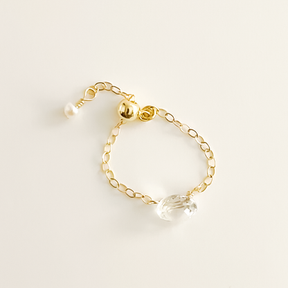 Rock Crystal Round Cut Floating Gem Ring