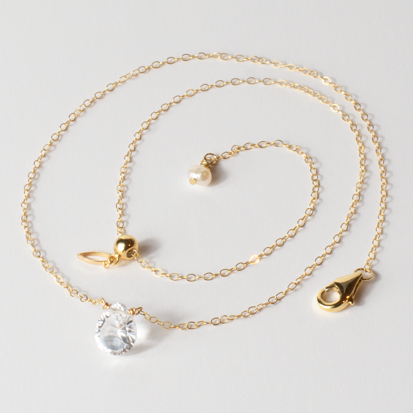Floating Gem Rock Crystal Pear Cut 14K Gold-Filled Necklace