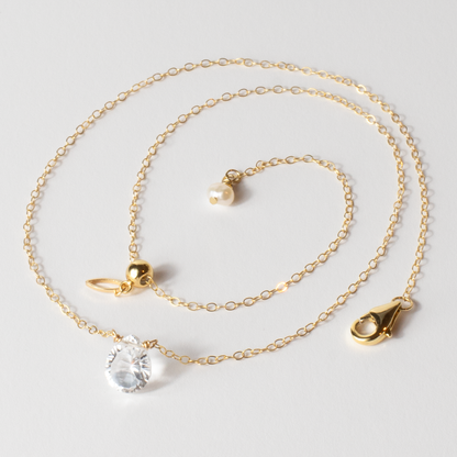 Floating Gem Rock Crystal Pear Cut 14K Gold-Filled Necklace