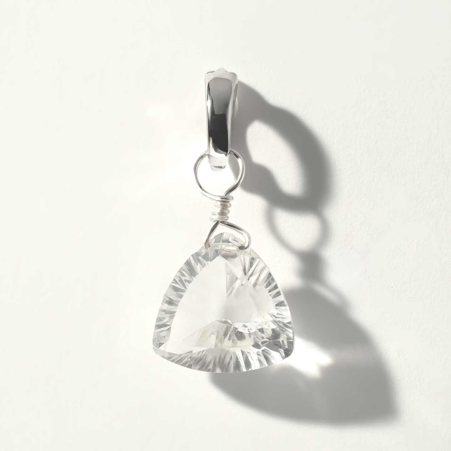 Rock Crystal Trillion Cut Sterling Silver-Filled Duet Charm