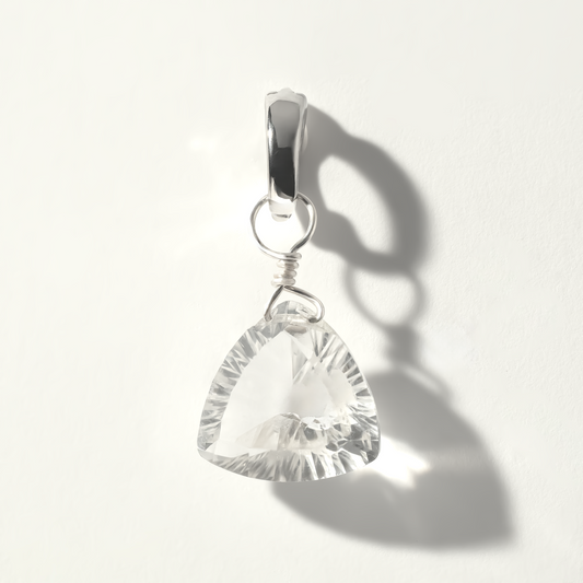Rock Crystal Trillion Cut Sterling Silver-Filled Duet Charm