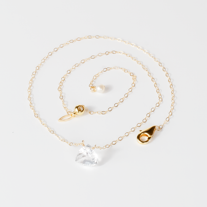 Floating Gem Rock Crystal Trillion Cut 14K Gold-Filled Necklace