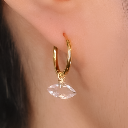 Luna Rock Crystal Marquise Shape Huggie Earrings