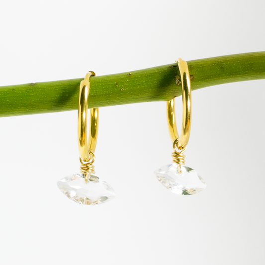 Luna Rock Crystal Marquise Shape Huggie Earrings