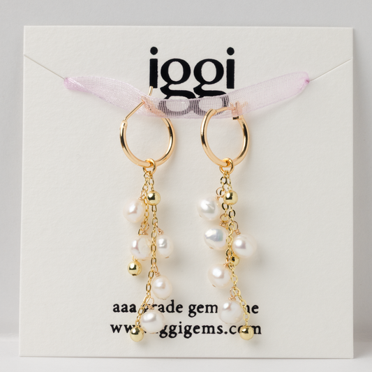 Dewdrops Double Strand 14K Gold-Filled Hoop Earrings