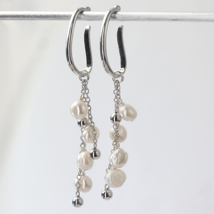 Dewdrops Double Strand Rhodium Ear Cuff