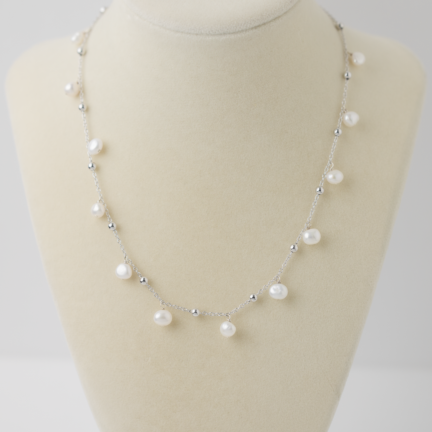 Dewdrops Baroque Pearl Silver Necklace