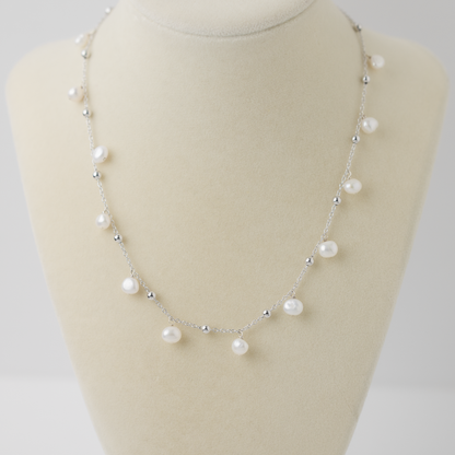 Dewdrops Baroque Pearl Silver Necklace