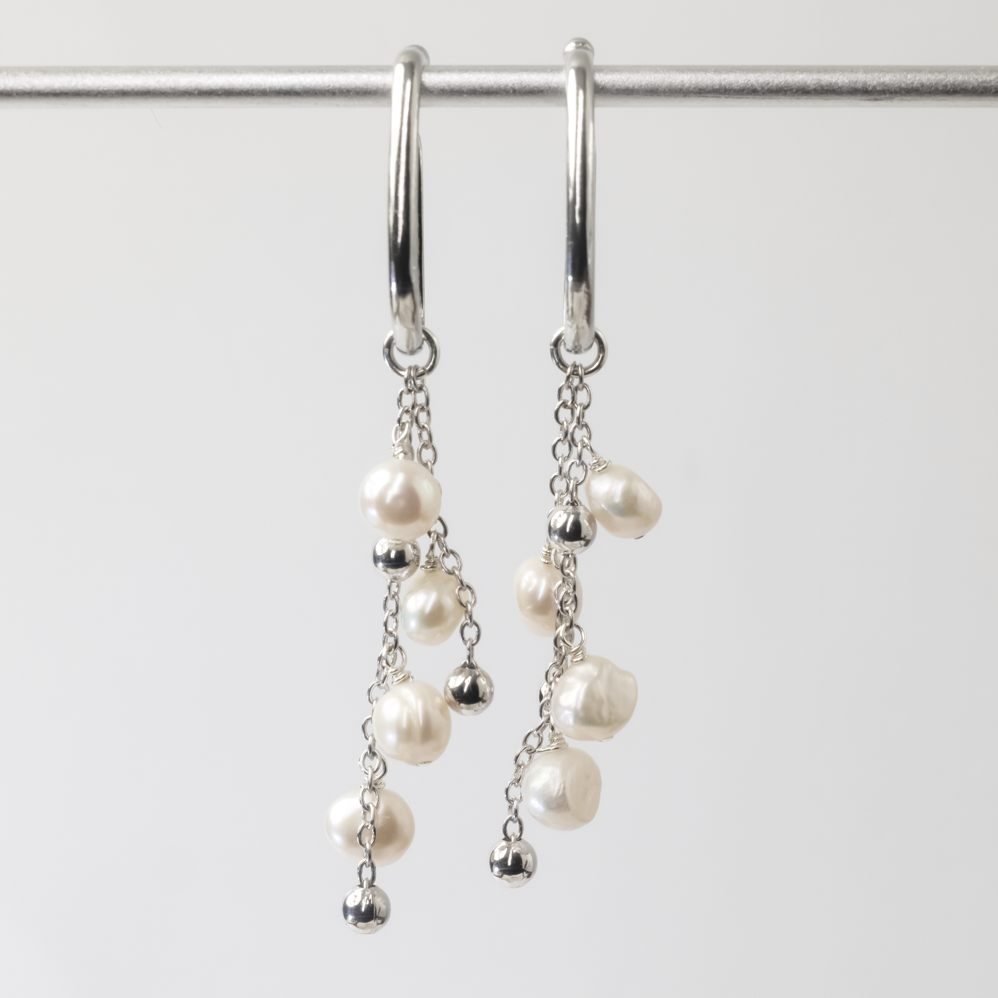 Dewdrops Double Strand Rhodium Ear Cuff
