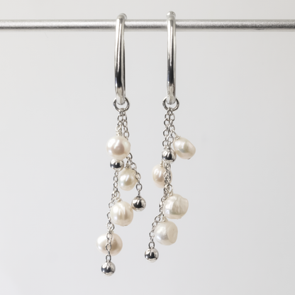 Dewdrops Double Strand Rhodium Ear Cuff