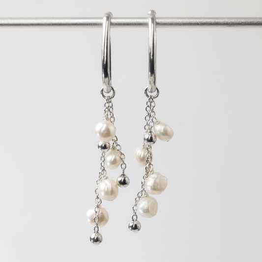 Dewdrops Double Strand Rhodium Ear Cuff
