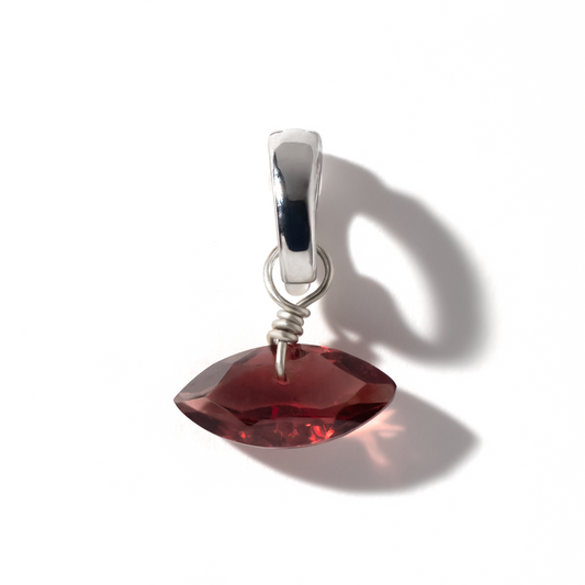 Garnet Marquise Cut Sterling Silver-Filled Duet Charm
