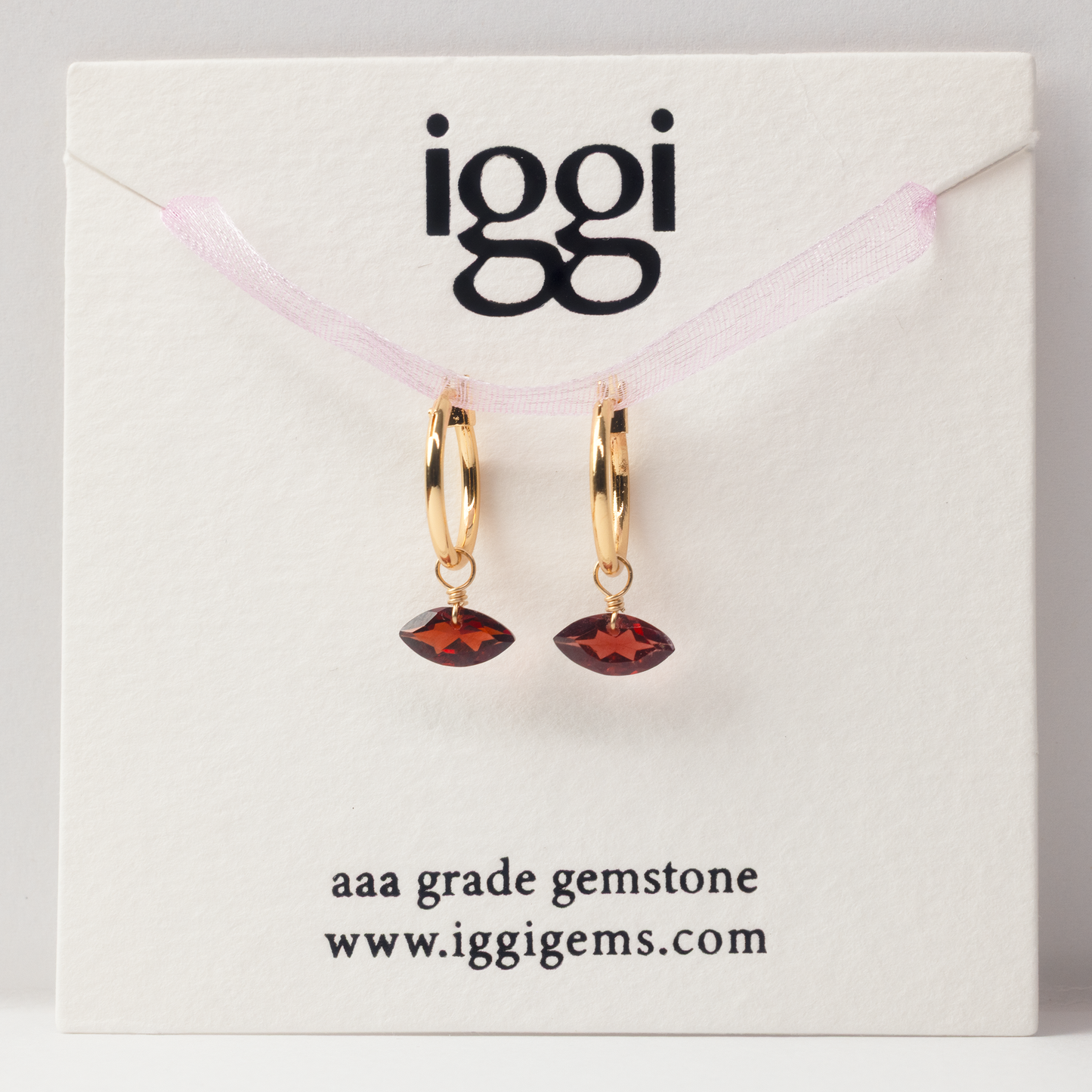 Garnet Marquise Cut 14K Gold-Filled Hoop Earrings
