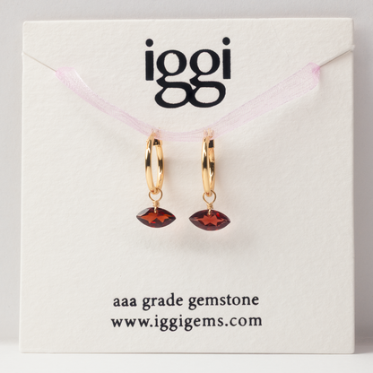 Garnet Marquise Cut 14K Gold-Filled Hoop Earrings