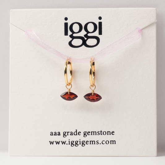Garnet Marquise Cut 14K Gold-Filled Hoop Earrings