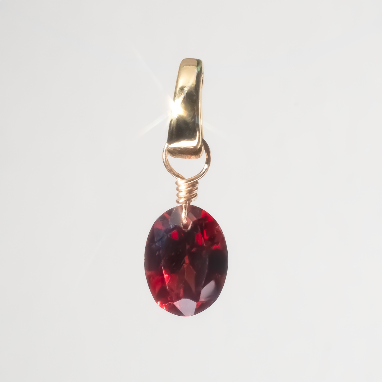 Garnet Oval Cut 14K Gold-Filled Duet Charm