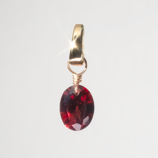 Garnet Oval Cut 14K Gold-Filled Duet Charm