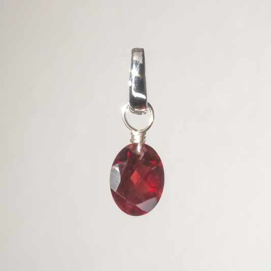 Garnet Oval Cut Sterling Silver-Filled Duet Charm