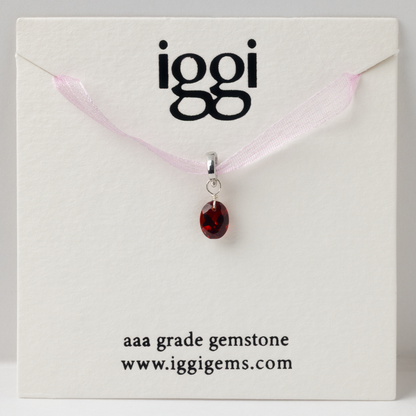 Garnet Oval Cut Sterling Silver-Filled Duet Charm
