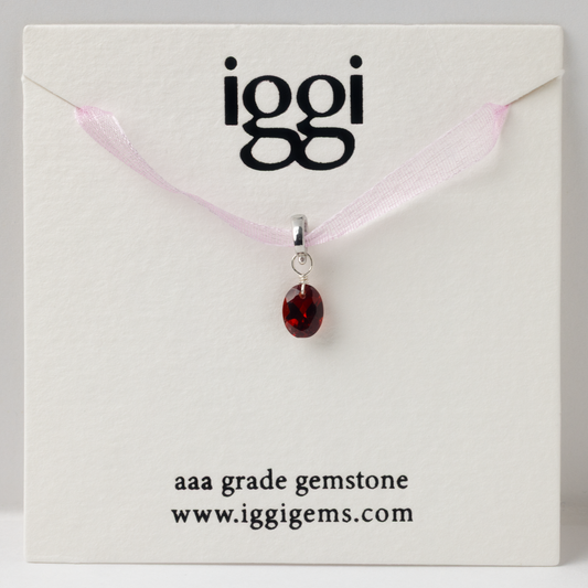 Garnet Oval Cut Sterling Silver-Filled Duet Charm