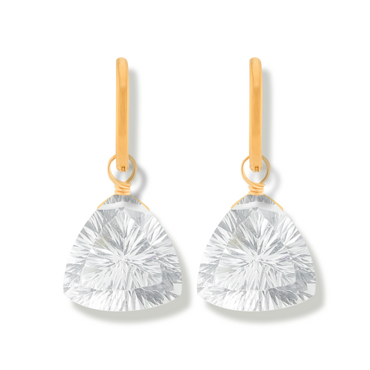 Rock Crystal Trillion Cut 14K Gold-Filled Hoop Earrings