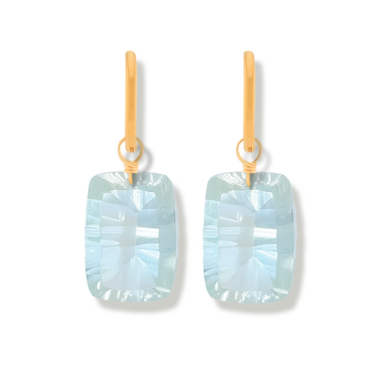 Green Amethyst Rectangle Cut 14K Gold-Filled Hoop Earring
