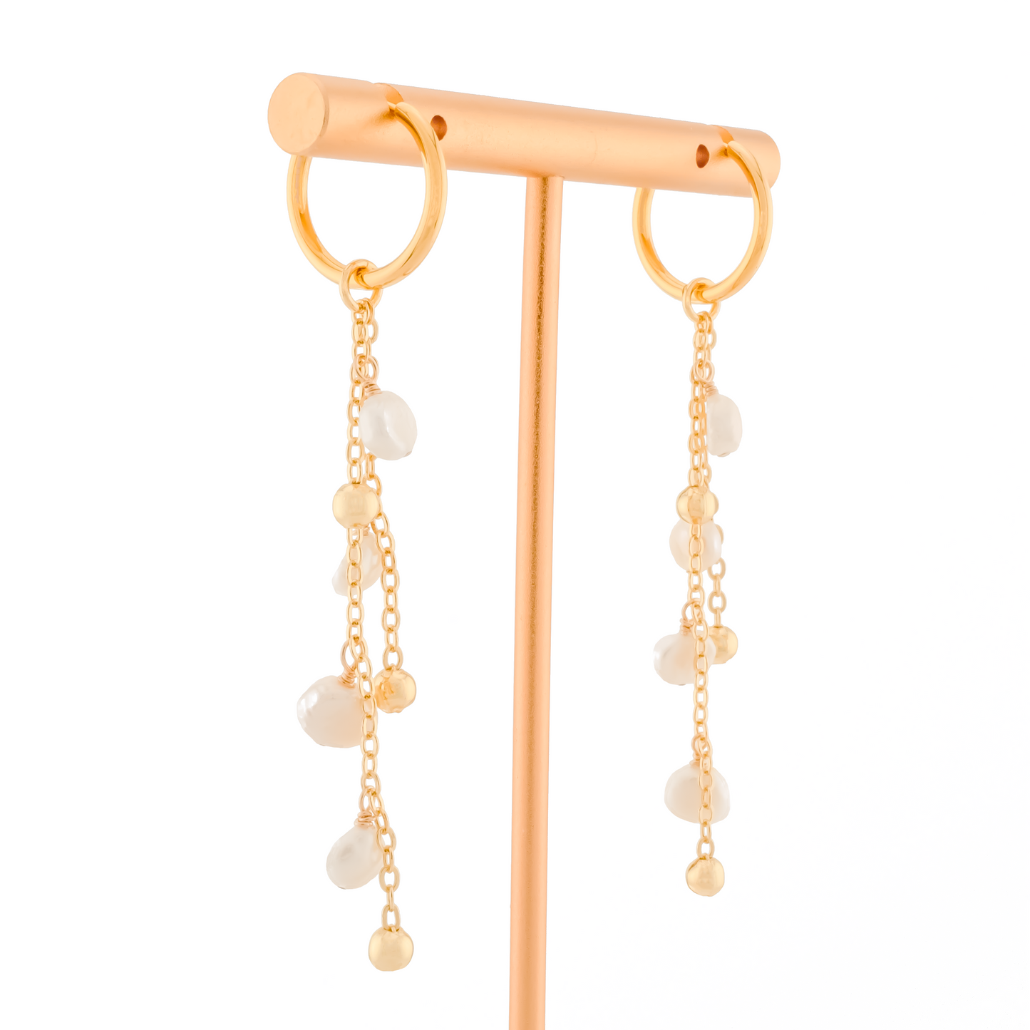 Dewdrops Double Strand 14K Gold-Filled Hoop Earrings