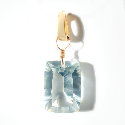 Green Amethyst Rectangle Cut 14K Gold-Filled Duet Charm