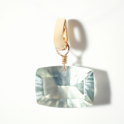 Green Amethyst East West Rectangle Cut 14K Gold-Filled Duet Charm