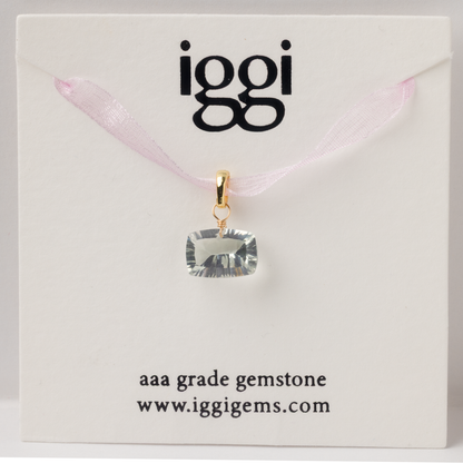 Green Amethyst East West Rectangle Cut 14K Gold-Filled Duet Charm