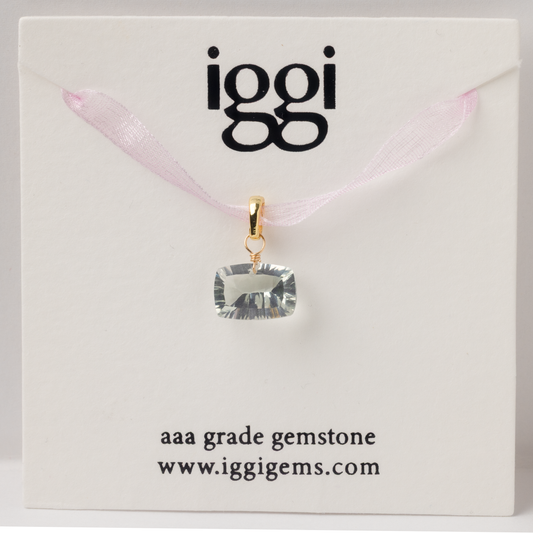 Green Amethyst East West Rectangle Cut 14K Gold-Filled Duet Charm