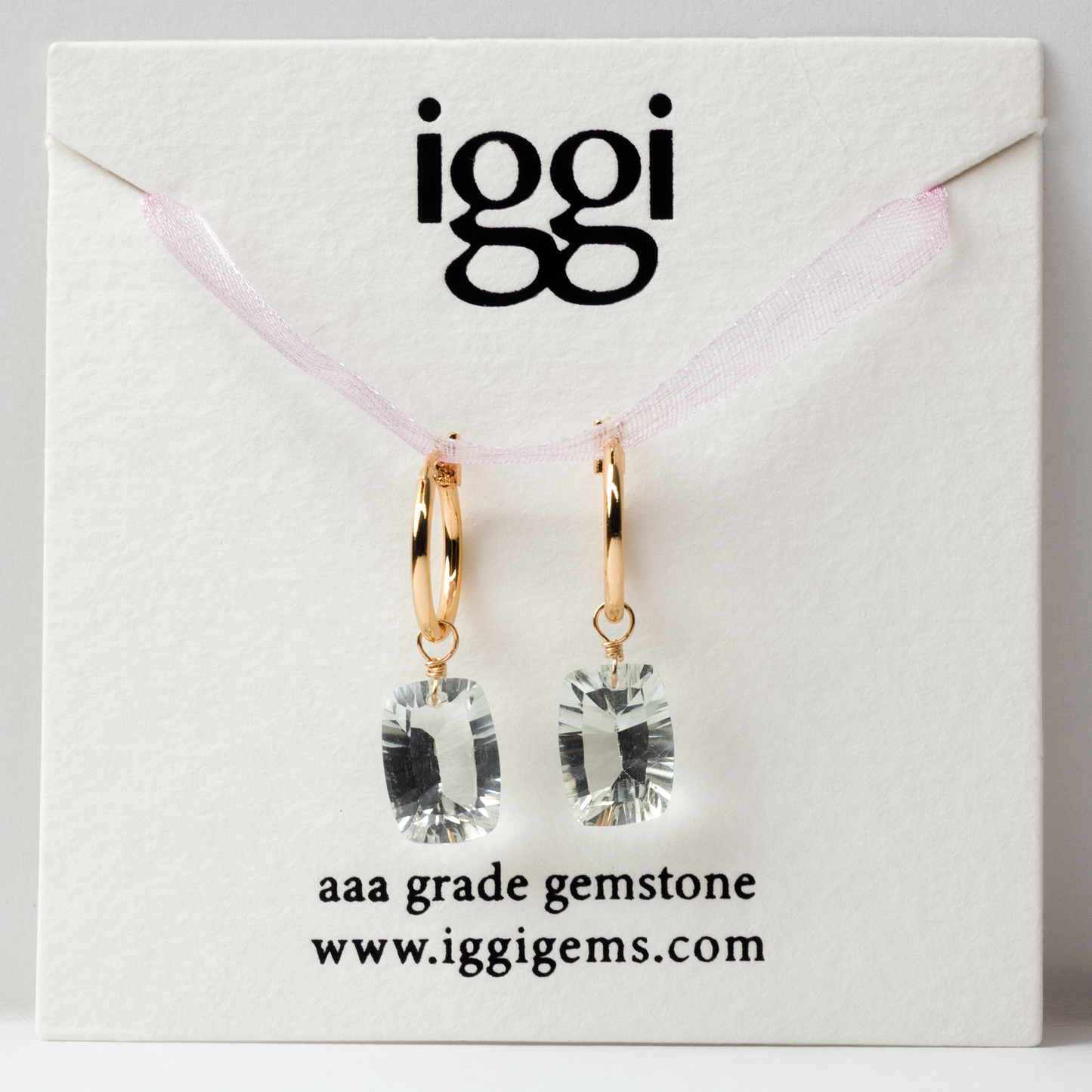 Green Amethyst Rectangle North South Cut 14K Gold-Filled Hoop Earring