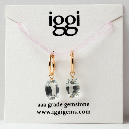 Green Amethyst Rectangle North South Cut 14K Gold-Filled Hoop Earring