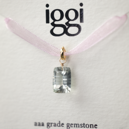 Green Amethyst Rectangle Cut 14K Gold-Filled Duet Charm
