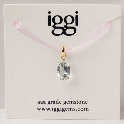 Green Amethyst Rectangle North South Cut 14K Gold-Filled Duet Charm