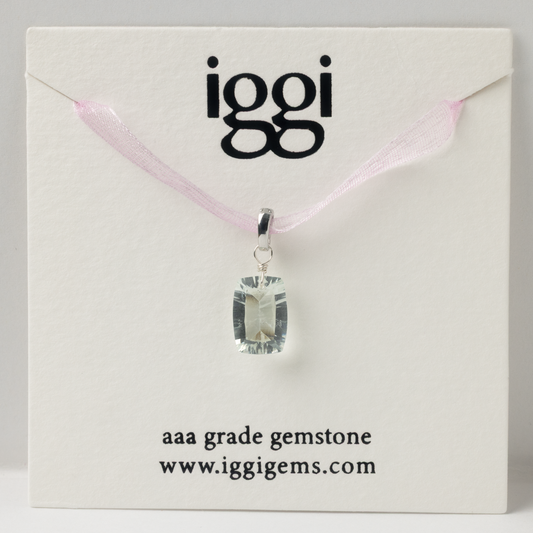 Green Amethyst Rectangle North South Cut Sterling Silver-Filled Duet Charm