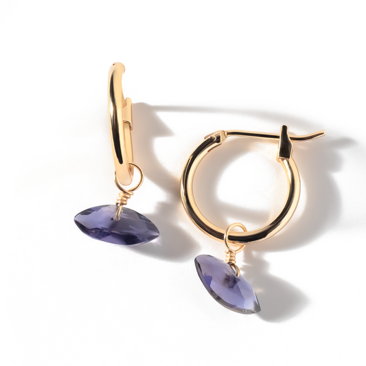 Iolite Marquise Cut 14K Gold-Filled Hoop Earrings