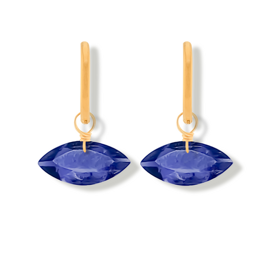 Iolite Marquise Cut 14K Gold-Filled Hoop Earrings