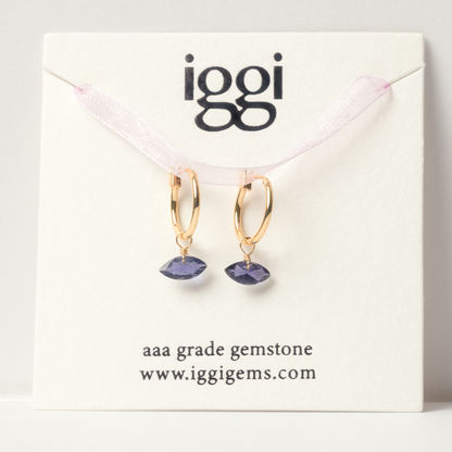 Iolite Marquise Cut 14K Gold-Filled Hoop Earrings