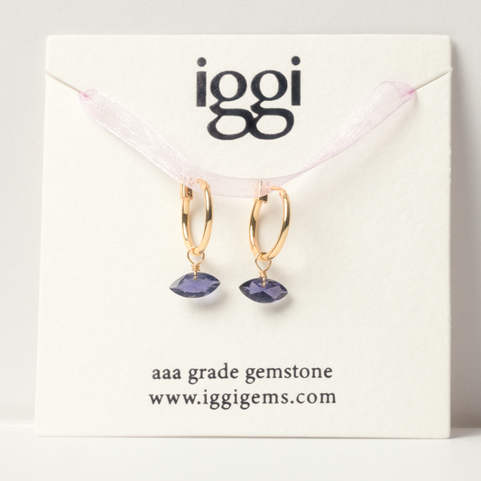 Iolite Marquise Cut 14K Gold-Filled Hoop Earrings
