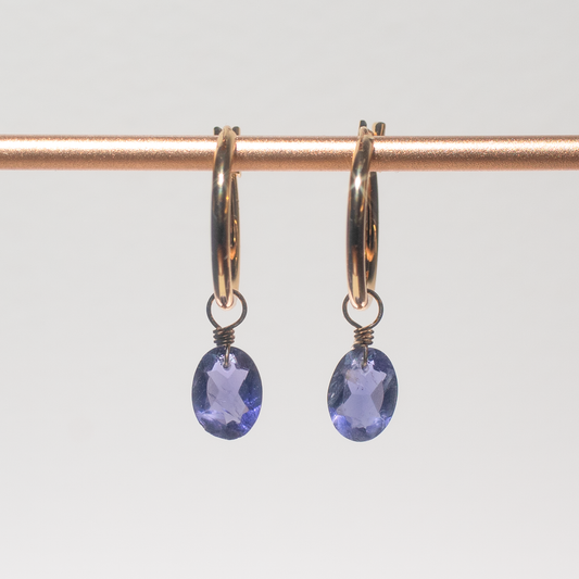 Iolite Oval Cut 14K Gold-Filled Hoop Earrings