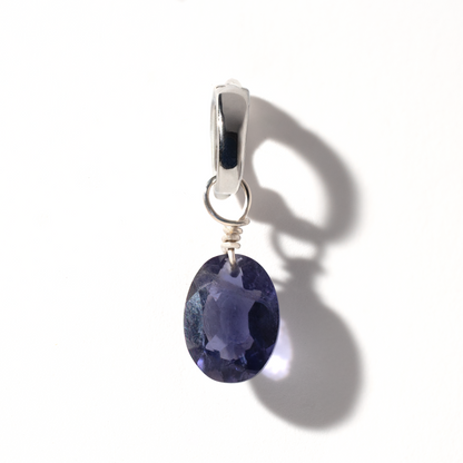 Iolite Oval Cut Sterling Silver-Filled Duet Charm