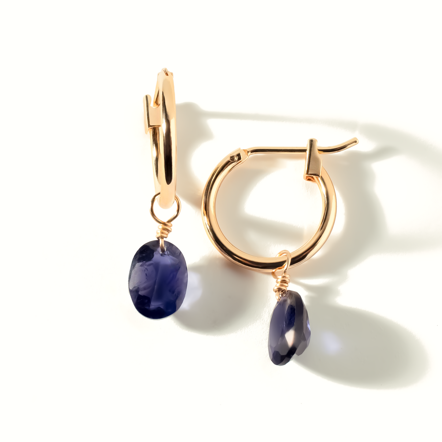 Iolite Oval Cut 14K Gold-Filled Hoop Earrings