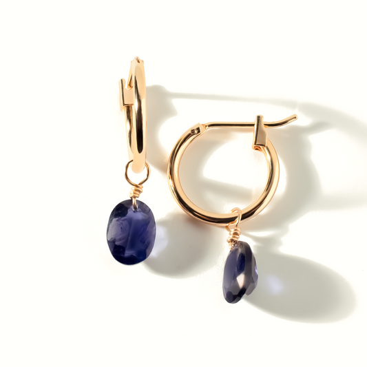 Iolite Oval Cut 14K Gold-Filled Hoop Earrings