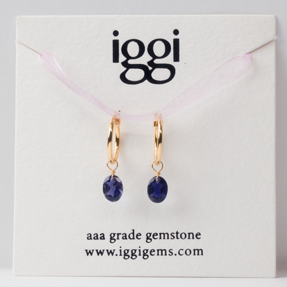Iolite Oval Cut 14K Gold-Filled Hoop Earrings