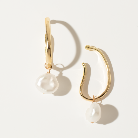 Keishi Freshwater Pearl 14K Gold Ear Cuffs