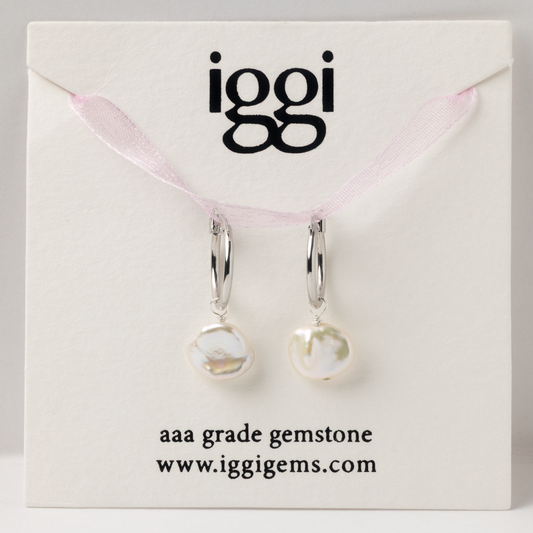 Keishi Pearl Rhodium Hoop Earrings