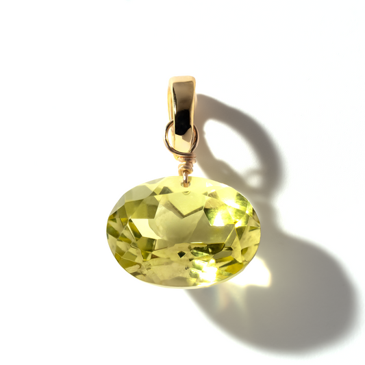 Lemon Quartz Oval Cut 14K Gold-Filled Duet Charm