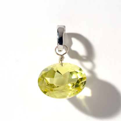 Lemon Quartz Oval Cut Sterling Silver-Filled Duet Charm