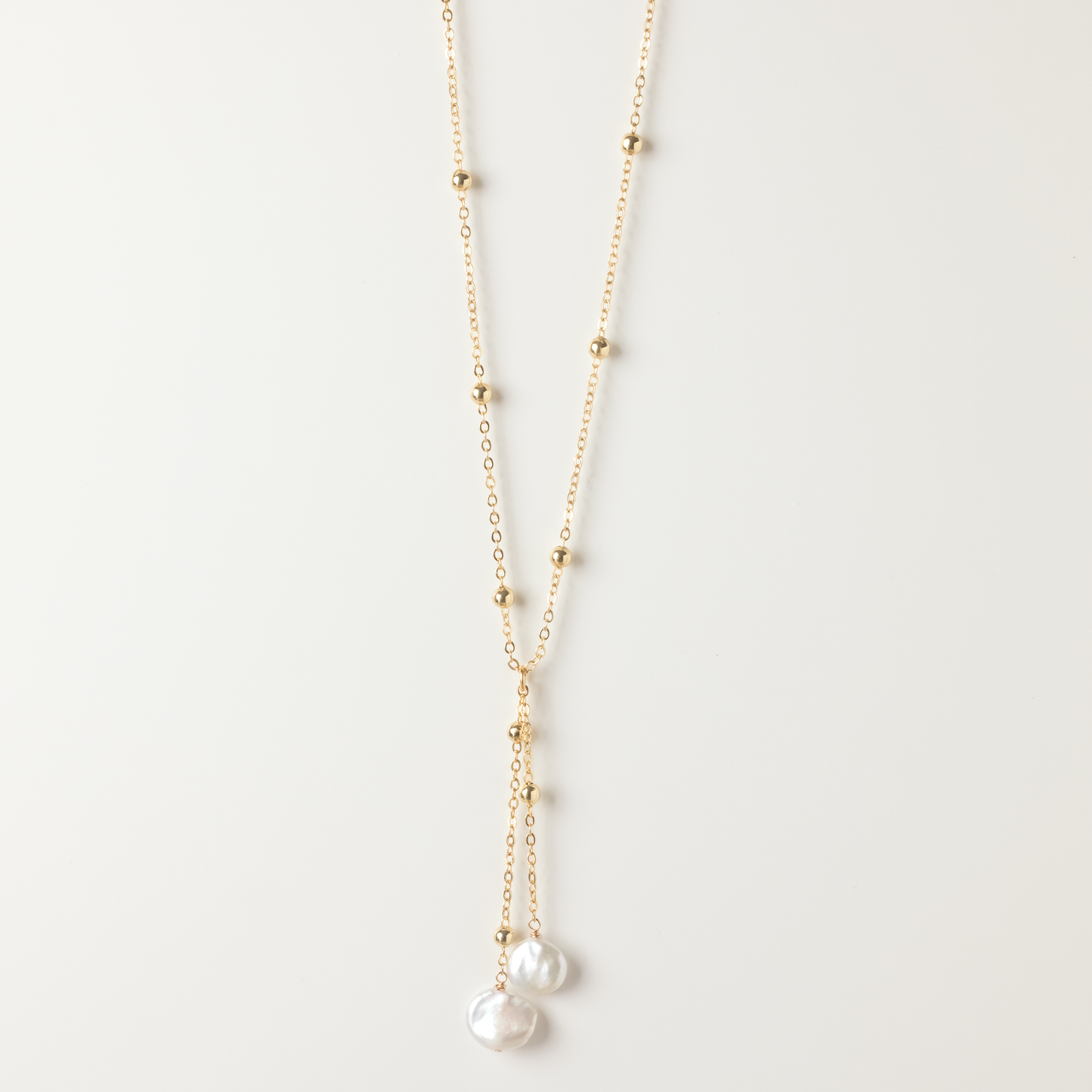 Mari Keishi Pearl 14K Gold Satellite Lariat Necklace